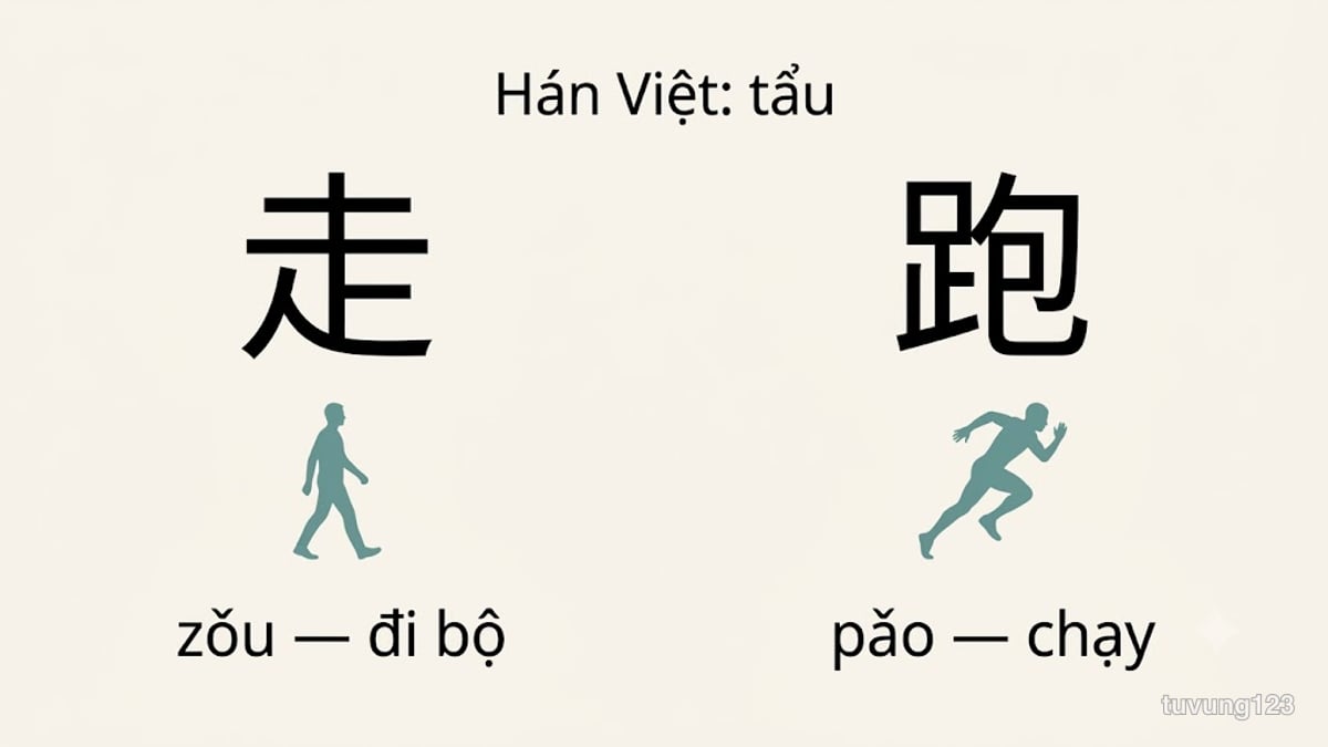 Chữ 走 là đi bộ chứ không phải chạy, chạy là 跑, dù âm Hán Việt của 走 là tẩu